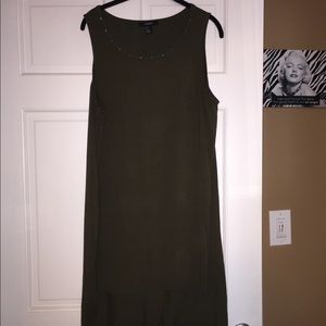High Low Olive Green Stud Dress